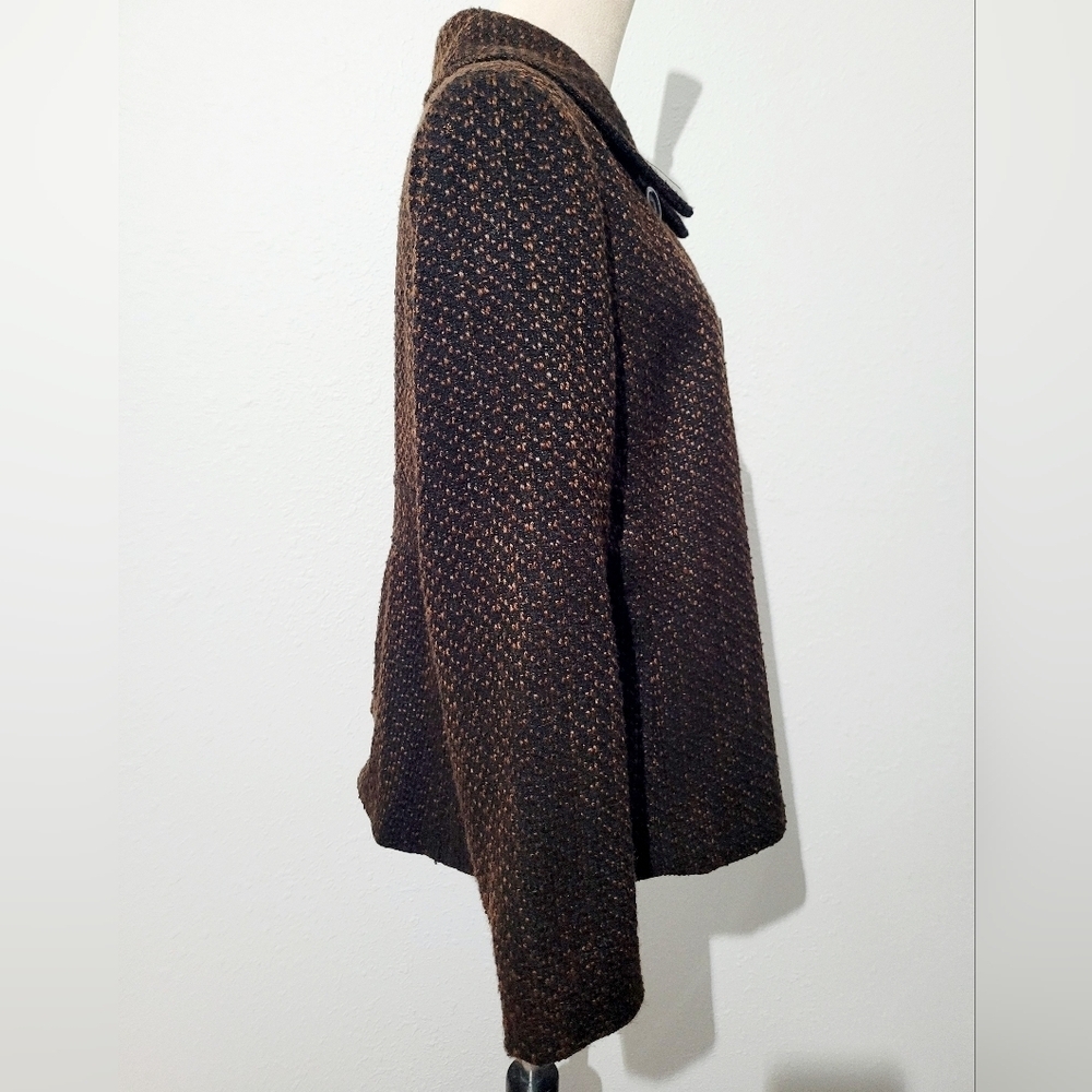 Briggs New York Women’s Brown Tweed Jacket Coat Size 14 Lined Button Front - Picture 4 of 14